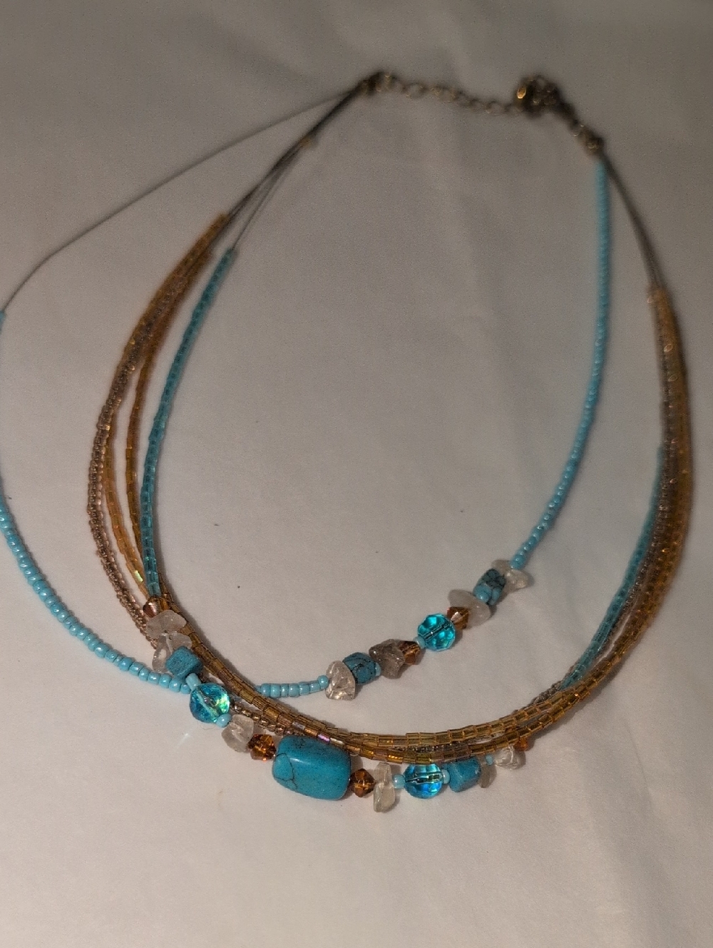 🥀3/$25🥀 Multi-Strand Blue Howlite Stone Beaded Wire Neckalce